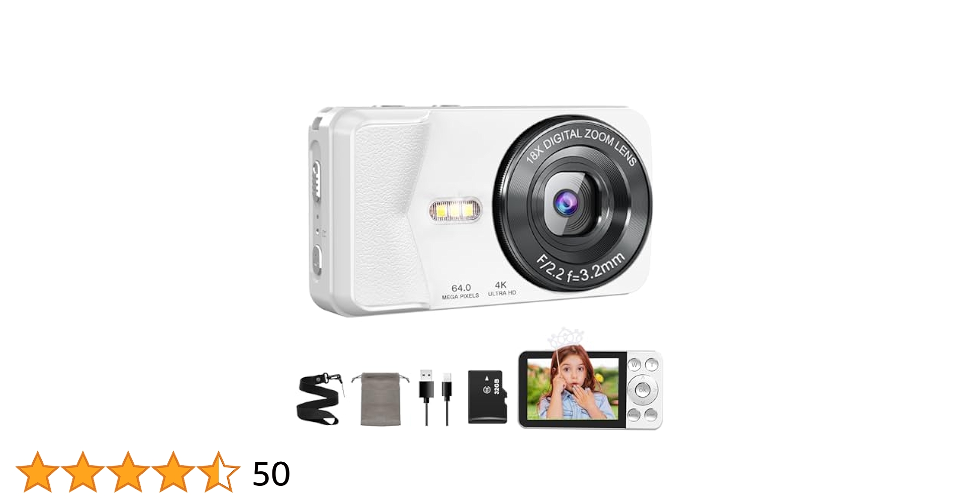 Amazon | QZTCAMERA デジカメ 4K デジタルカメラ 6400万画素 OTG